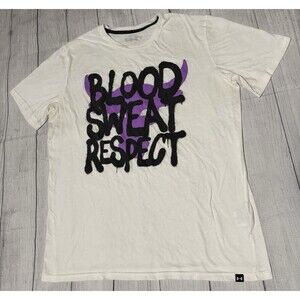 Under Armour Project Rock T Shirt Blood Sweat Respect Payoff White Size XL